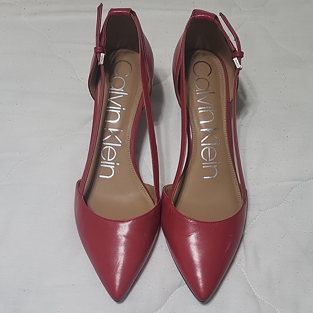 Calvin Klein Women’s Red Pointed Toe Slingback Pumps Size 7.5-8